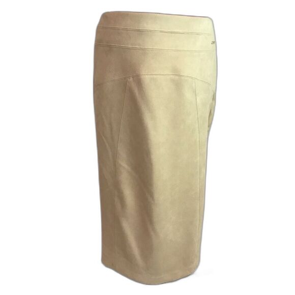 Andrew Marc Cream Midi Pencil Skirt Women's Size Medium Faux Suede Pull-On - Picture 1 of 9